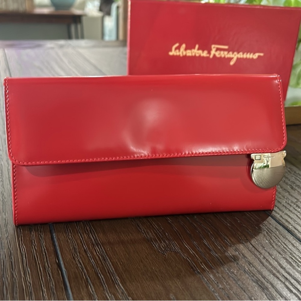 Salvatore Ferragamo Red Leather Wallet